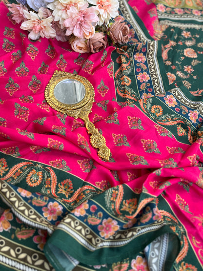 Emerald Bloom Muslin Karanchi Suit Set