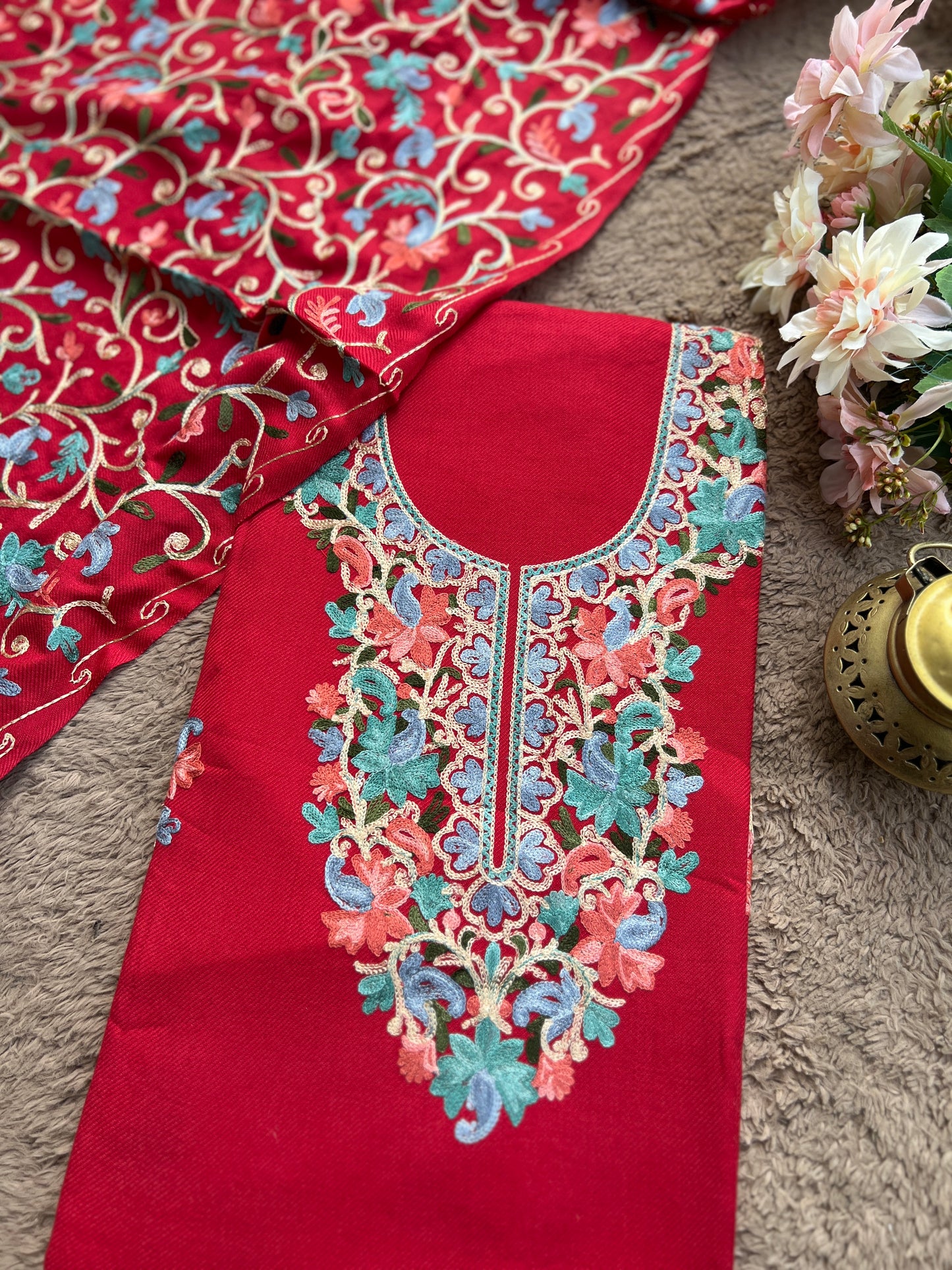 Kashmiri Charm Woolen Suit Set – Intricate Multi-Thread Embroidery