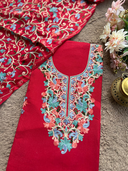 Kashmiri Charm Woolen Suit Set – Intricate Multi-Thread Embroidery