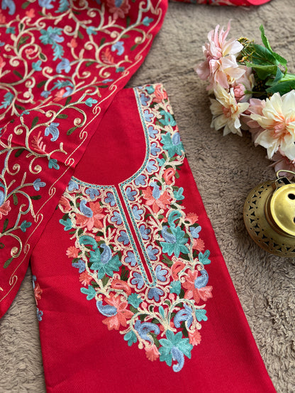 Kashmiri Charm Woolen Suit Set – Intricate Multi-Thread Embroidery