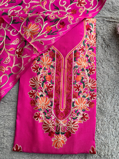 Elegant Kashmiri Woolen Embroidered Suit Set Winter Collection
