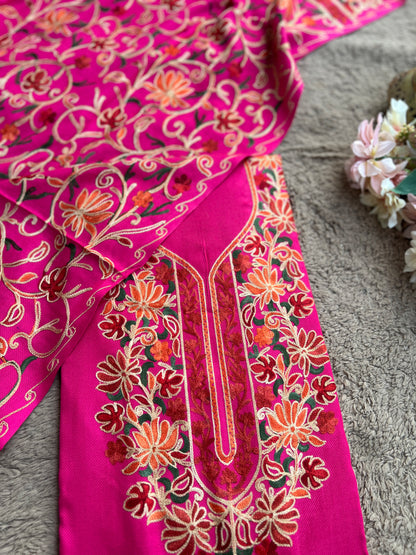 Elegant Kashmiri Woolen Embroidered Suit Set Winter Collection