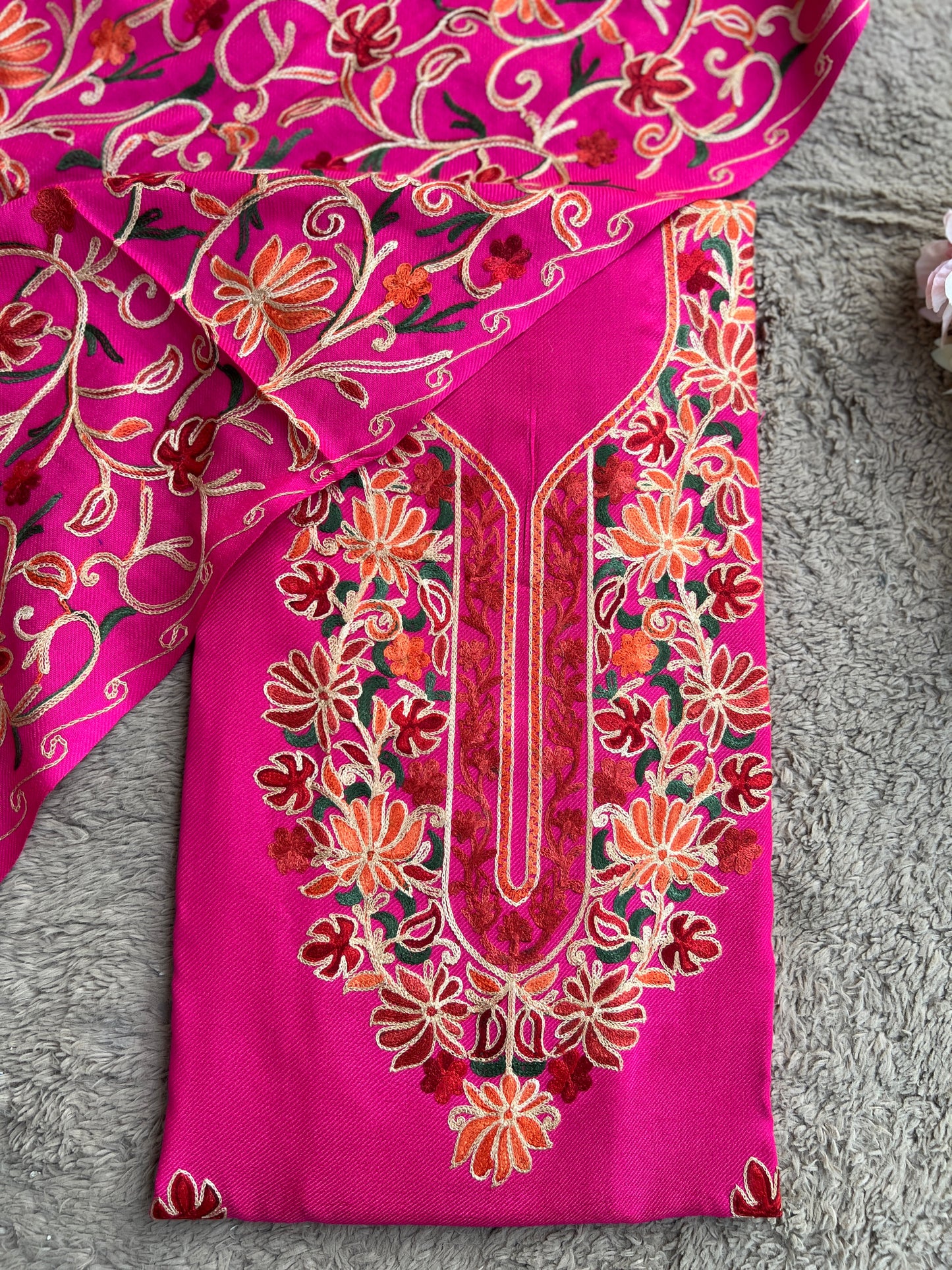 Elegant Kashmiri Woolen Embroidered Suit Set Winter Collection