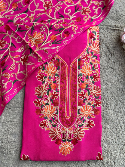 Elegant Kashmiri Woolen Embroidered Suit Set Winter Collection
