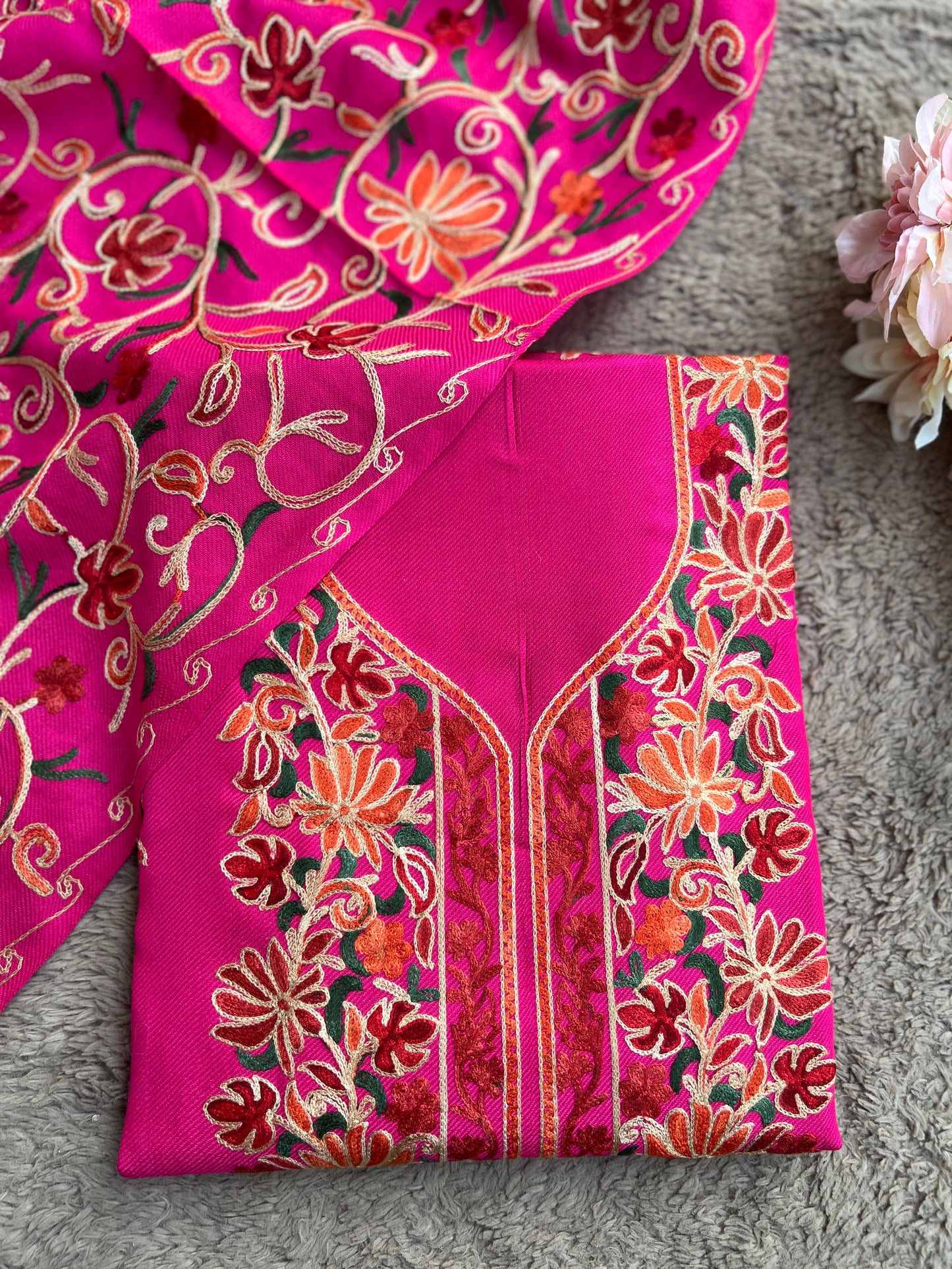 Elegant Kashmiri Woolen Embroidered Suit Set Winter Collection