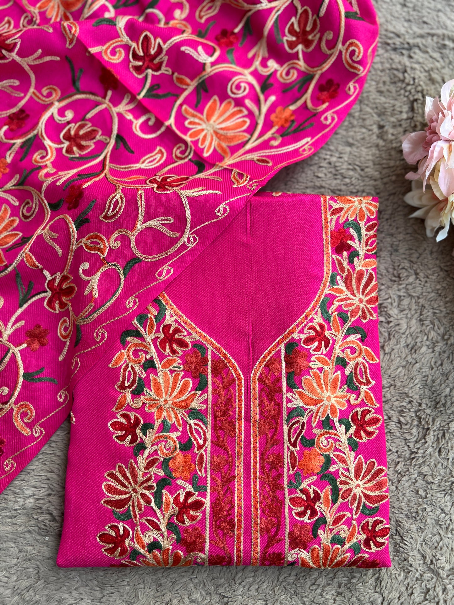 Elegant Kashmiri Woolen Embroidered Suit Set Winter Collection