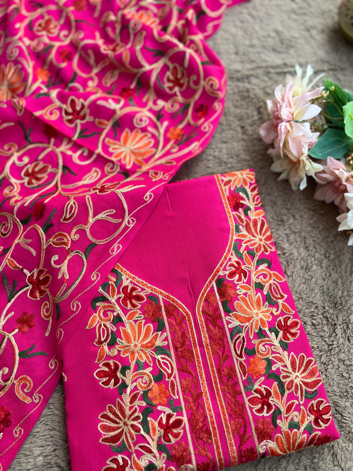 Elegant Kashmiri Woolen Embroidered Suit Set Winter Collection