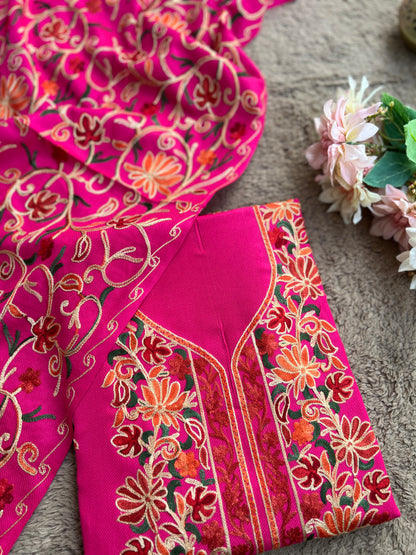 Elegant Kashmiri Woolen Embroidered Suit Set Winter Collection