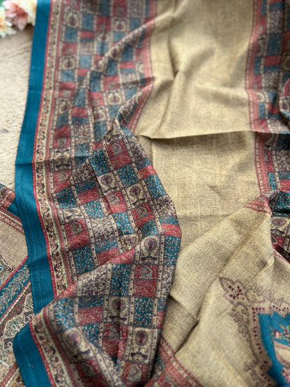 Elegant Karachi Print Pashmina Suit With Fine Embroidery