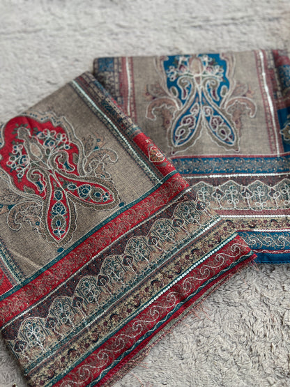 Elegant Karachi Print Pashmina Suit With Fine Embroidery