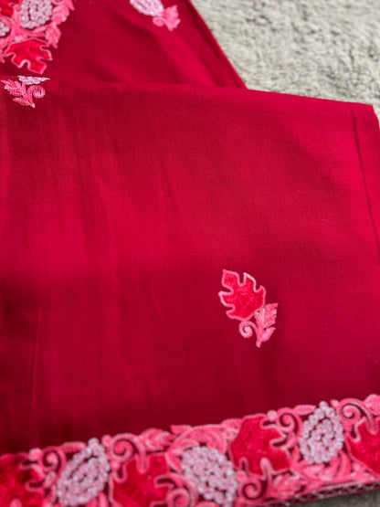 Luxury Ruby-Tone Modal Cotton Suit with Kashmiri Full Jaal Dupatta