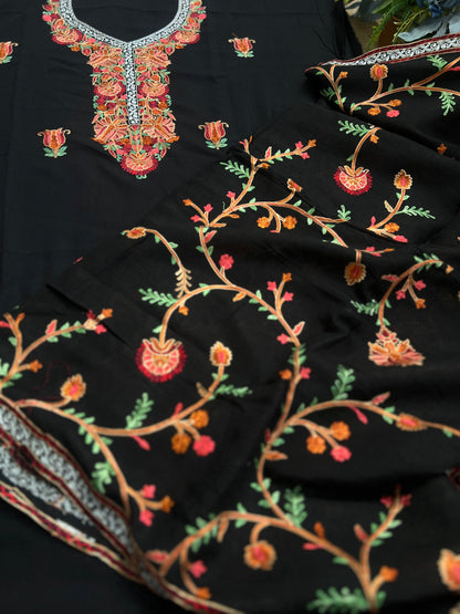 Midnight Elegance in Multicolor Kashmiri Embroidery