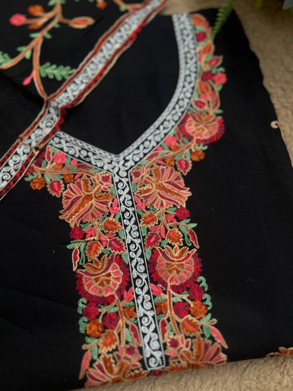 Midnight Elegance in Multicolor Kashmiri Embroidery