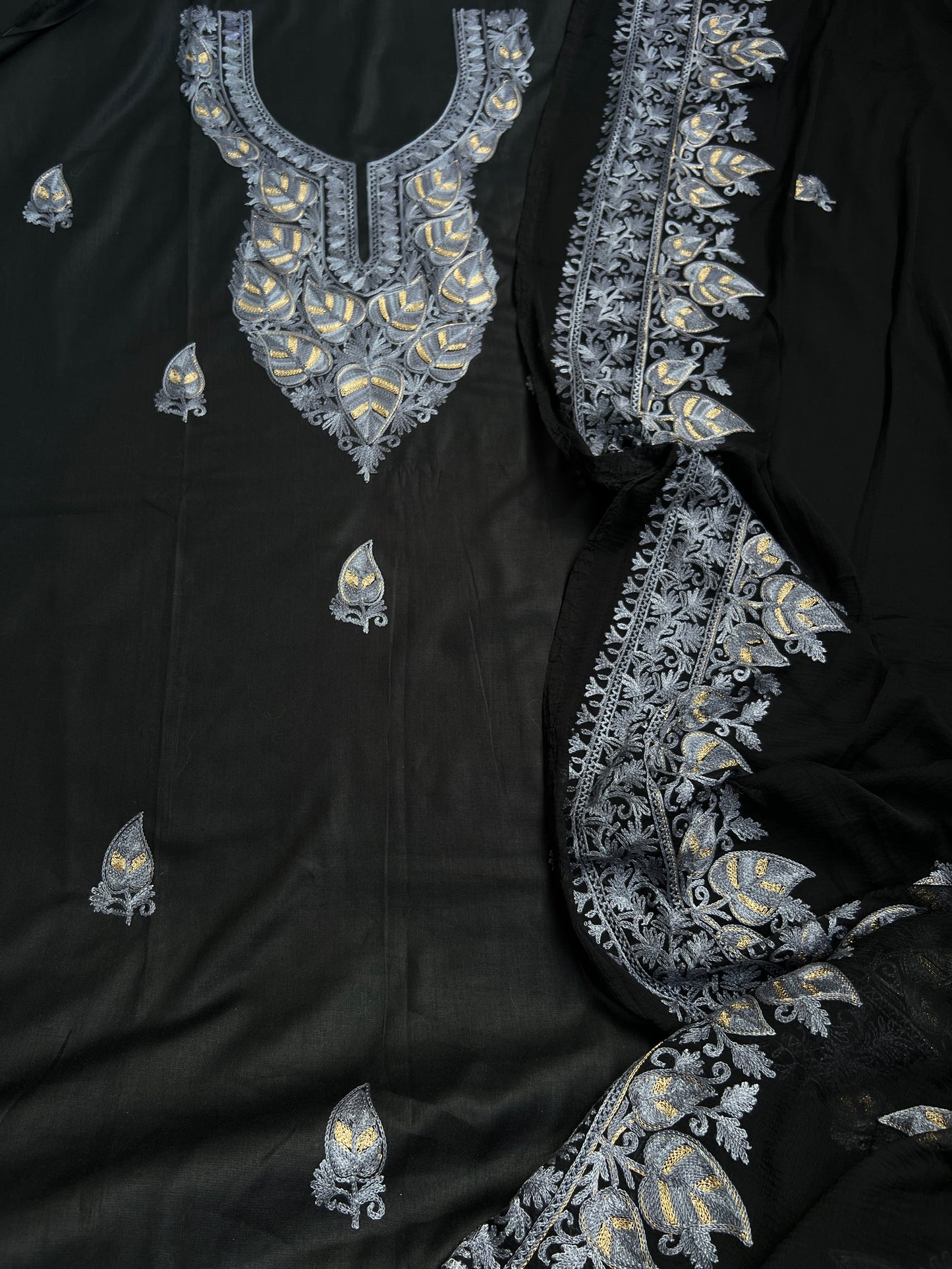 Regal Chinar Tilla Suit with Pure Chiffon Embroidered Dupatta