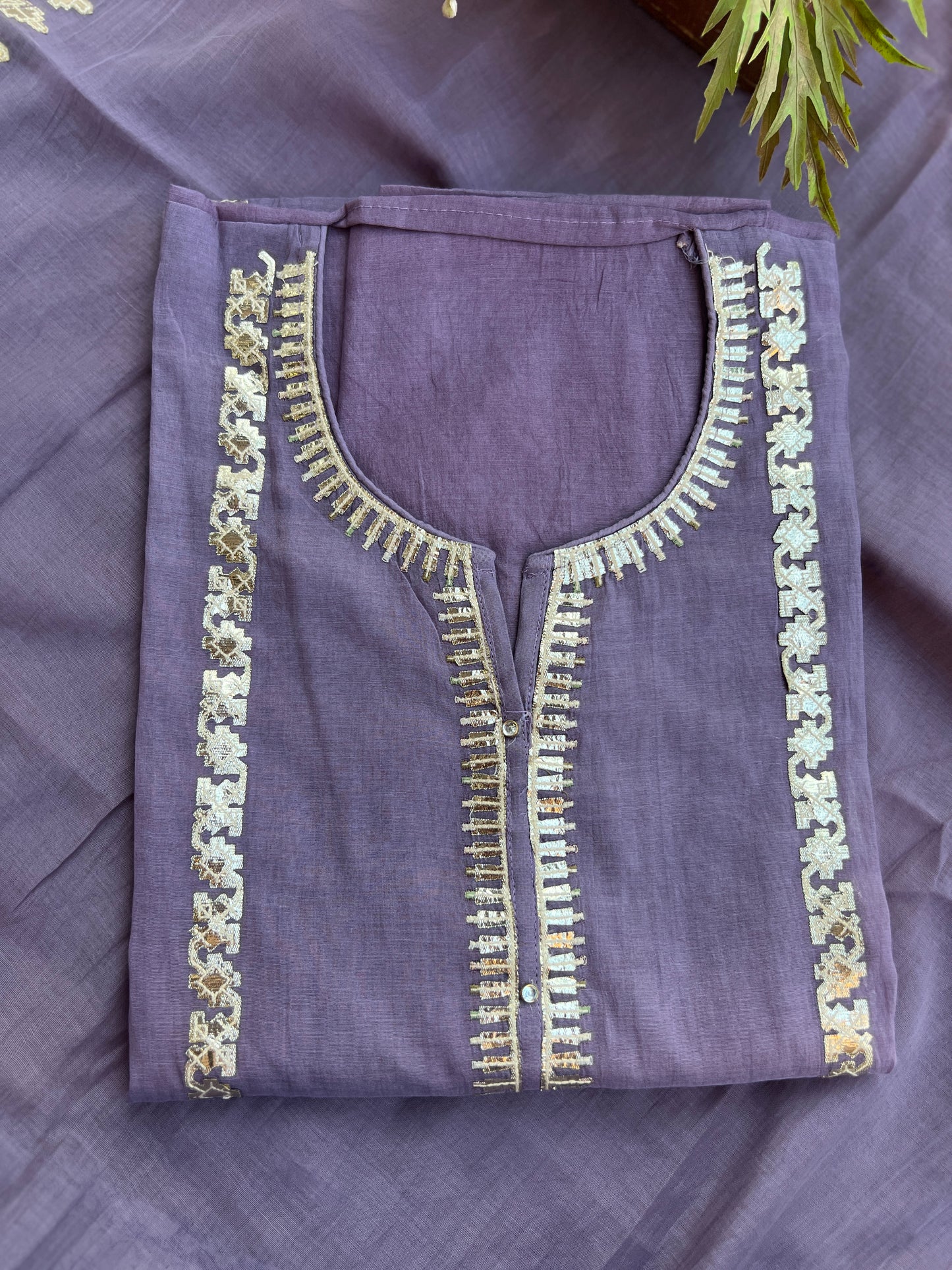 Pastel Pitta Work Chanderi Trio