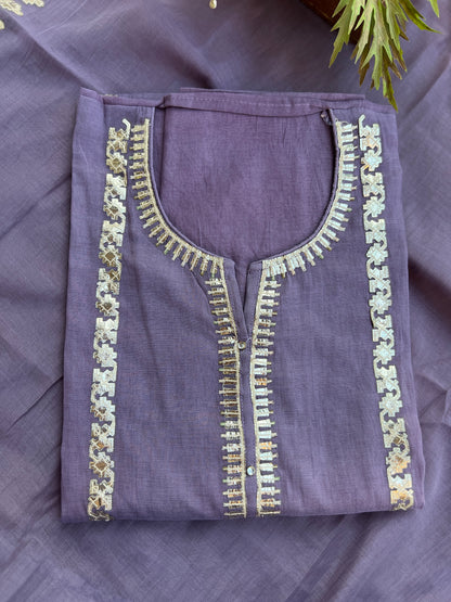 Pastel Pitta Work Chanderi Trio