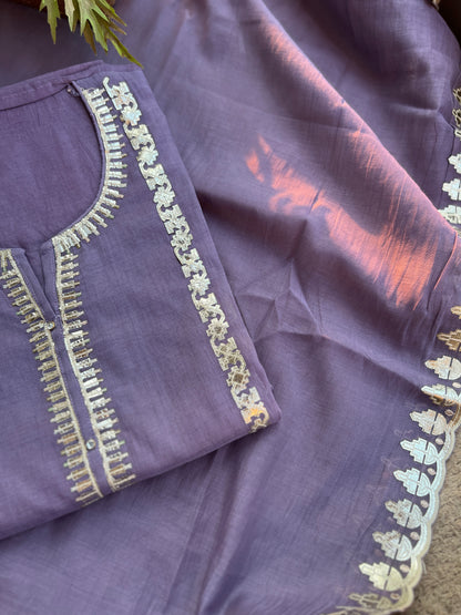 Pastel Pitta Work Chanderi Trio