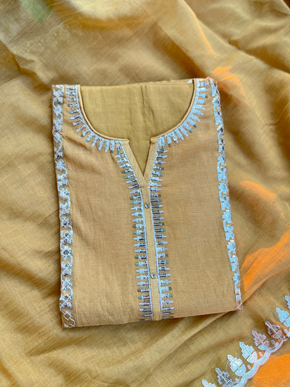 Pastel Pitta Work Chanderi Trio