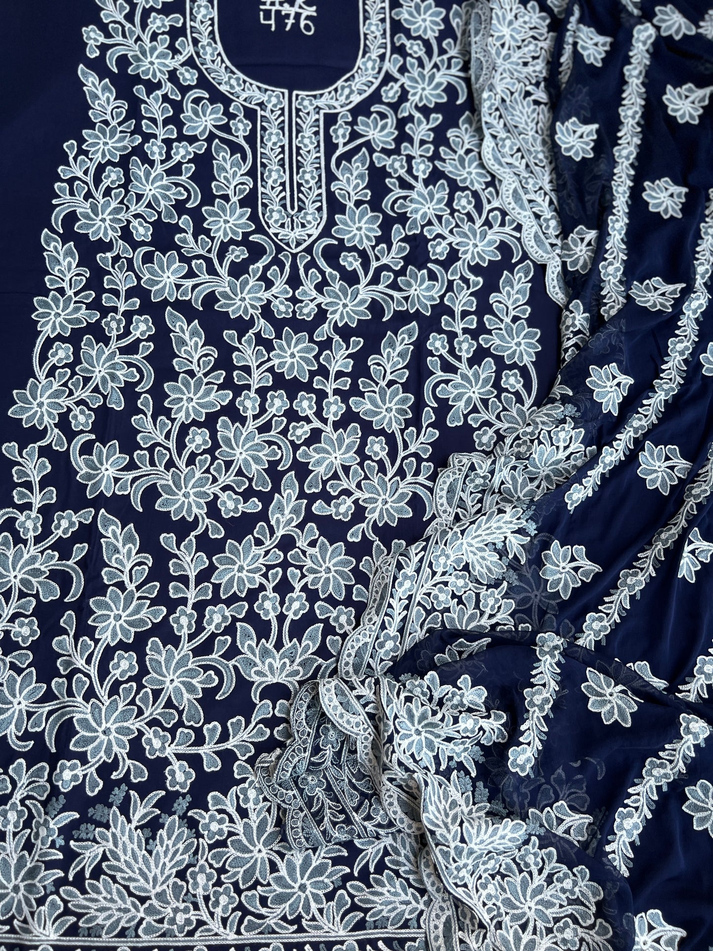 Full Jaal Kashmiri Embroidered Suit with Chiffon Jaal Dupatta