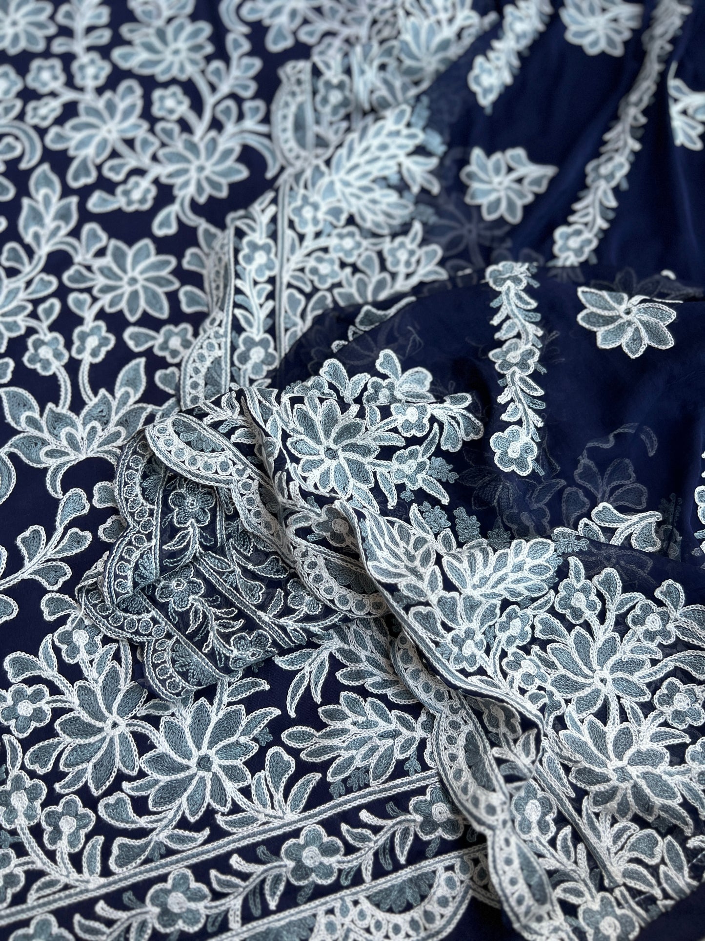 Full Jaal Kashmiri Embroidered Suit with Chiffon Jaal Dupatta