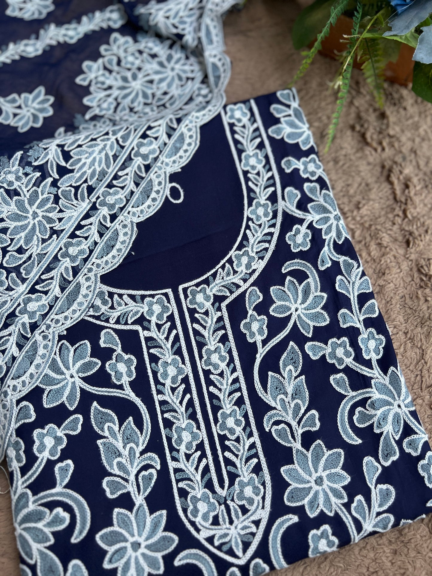 Full Jaal Kashmiri Embroidered Suit with Chiffon Jaal Dupatta