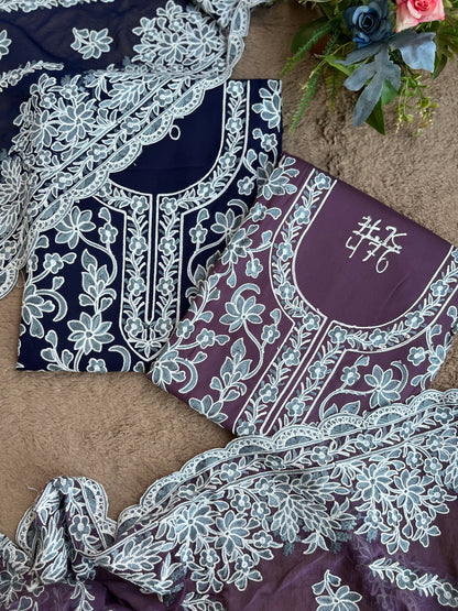 Full Jaal Kashmiri Embroidered Suit with Chiffon Jaal Dupatta