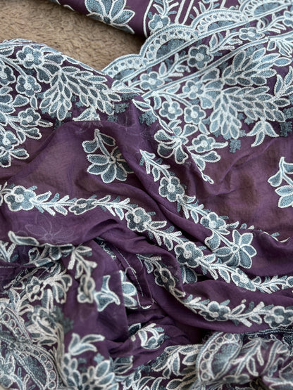 Full Jaal Kashmiri Embroidered Suit with Chiffon Jaal Dupatta