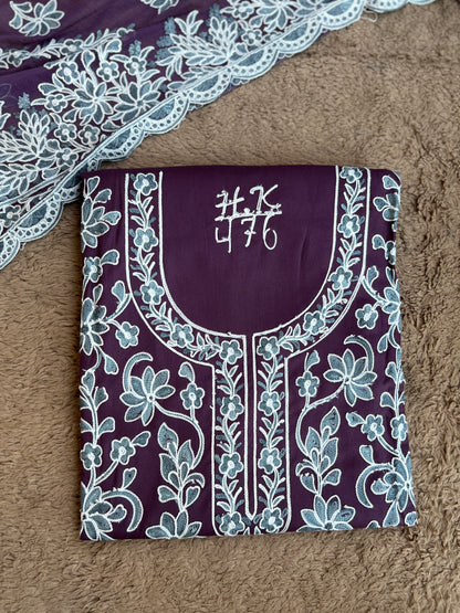 Full Jaal Kashmiri Embroidered Suit with Chiffon Jaal Dupatta