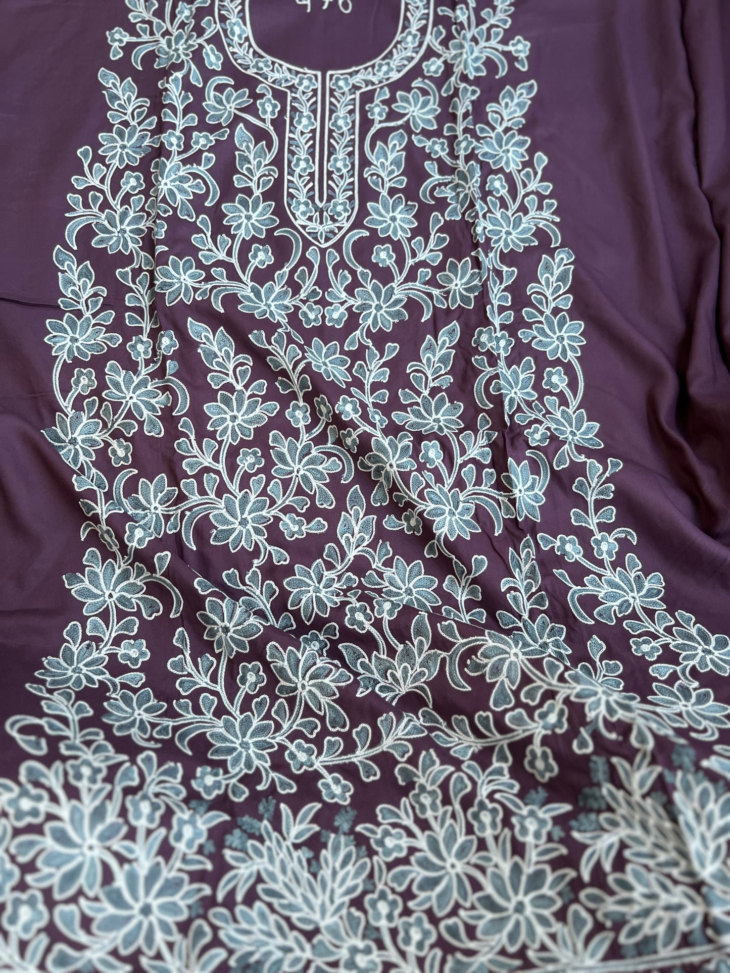 Full Jaal Kashmiri Embroidered Suit with Chiffon Jaal Dupatta