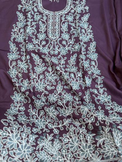 Full Jaal Kashmiri Embroidered Suit with Chiffon Jaal Dupatta