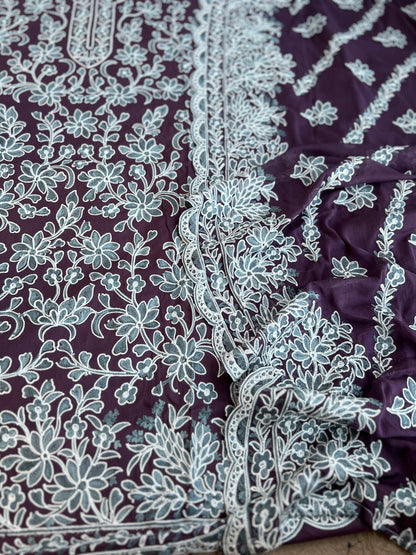 Full Jaal Kashmiri Embroidered Suit with Chiffon Jaal Dupatta