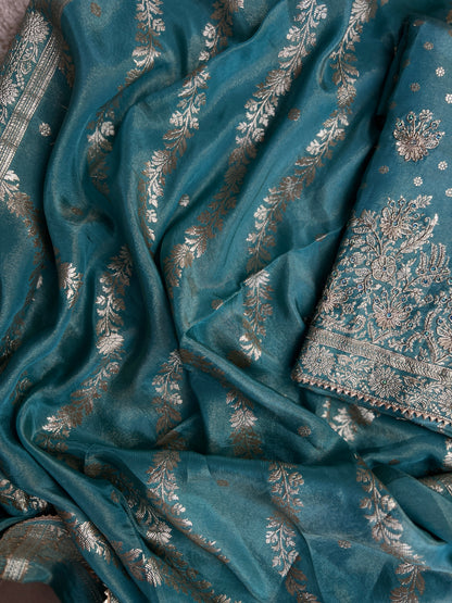 Ocean Shimmer Jaquard Banarasi
