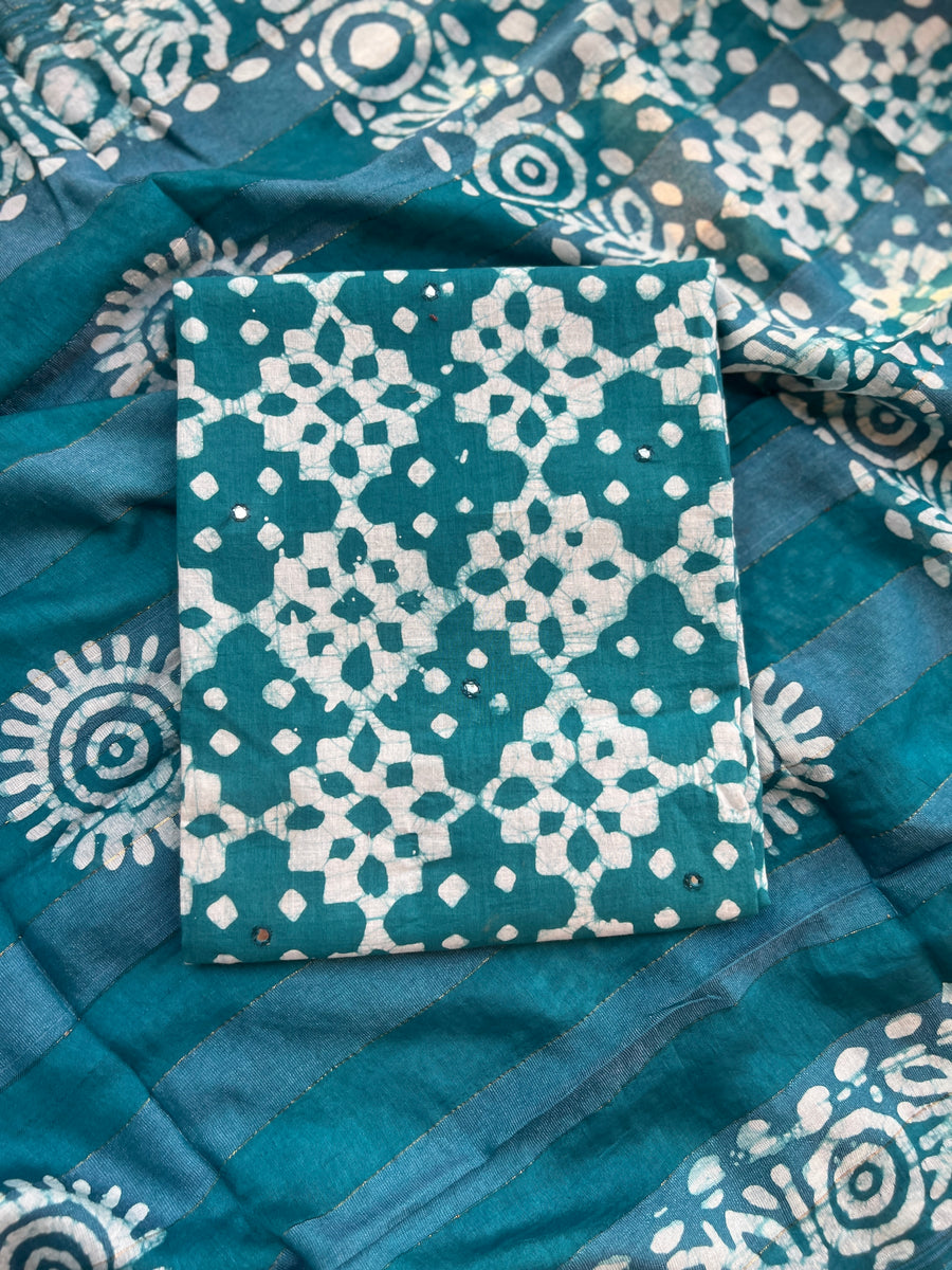 Blue Batik print cotton suit set