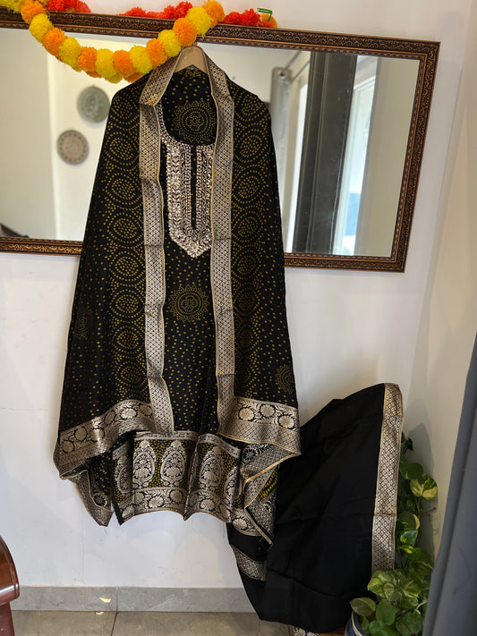 Classic Black Bandhani Gota Patti Suit