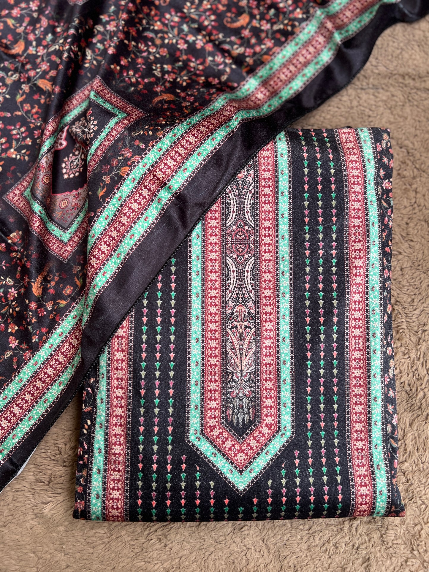 Karachi Print Velvet Salwar Suit with Signature Sabyasachi Aesthetic