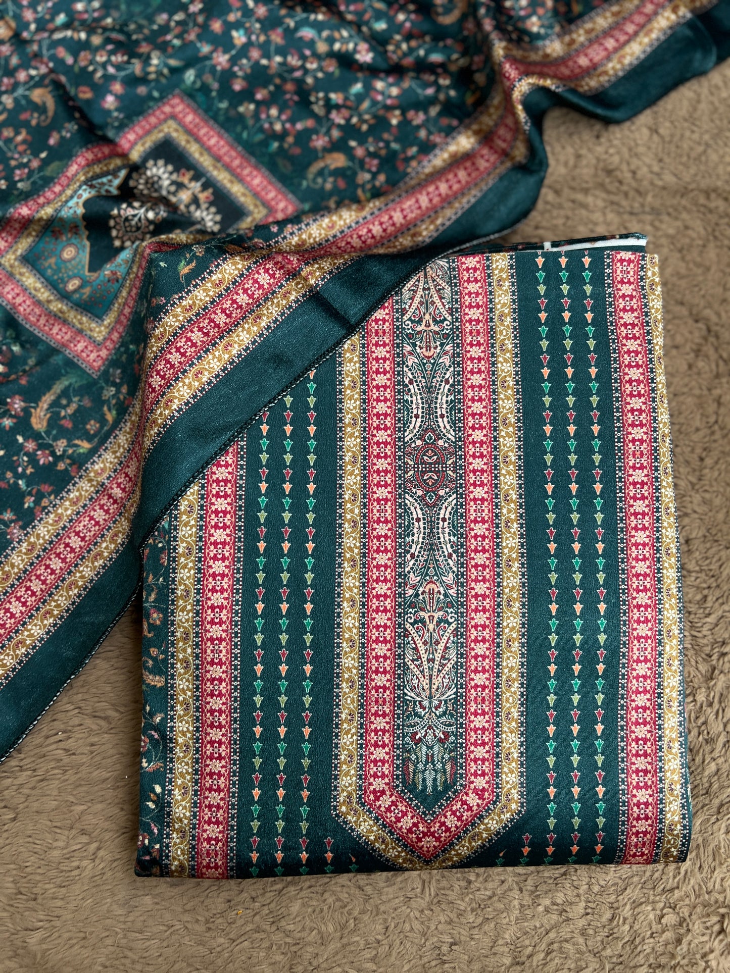 Karachi Print Velvet Salwar Suit with Signature Sabyasachi Aesthetic