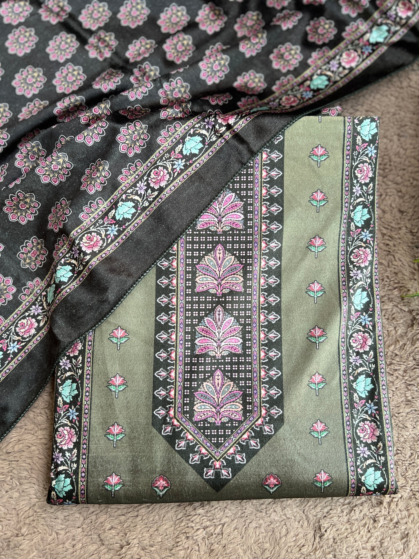 Royal Velvet Karachi Print Suit – Sabyasachi Style Elegance