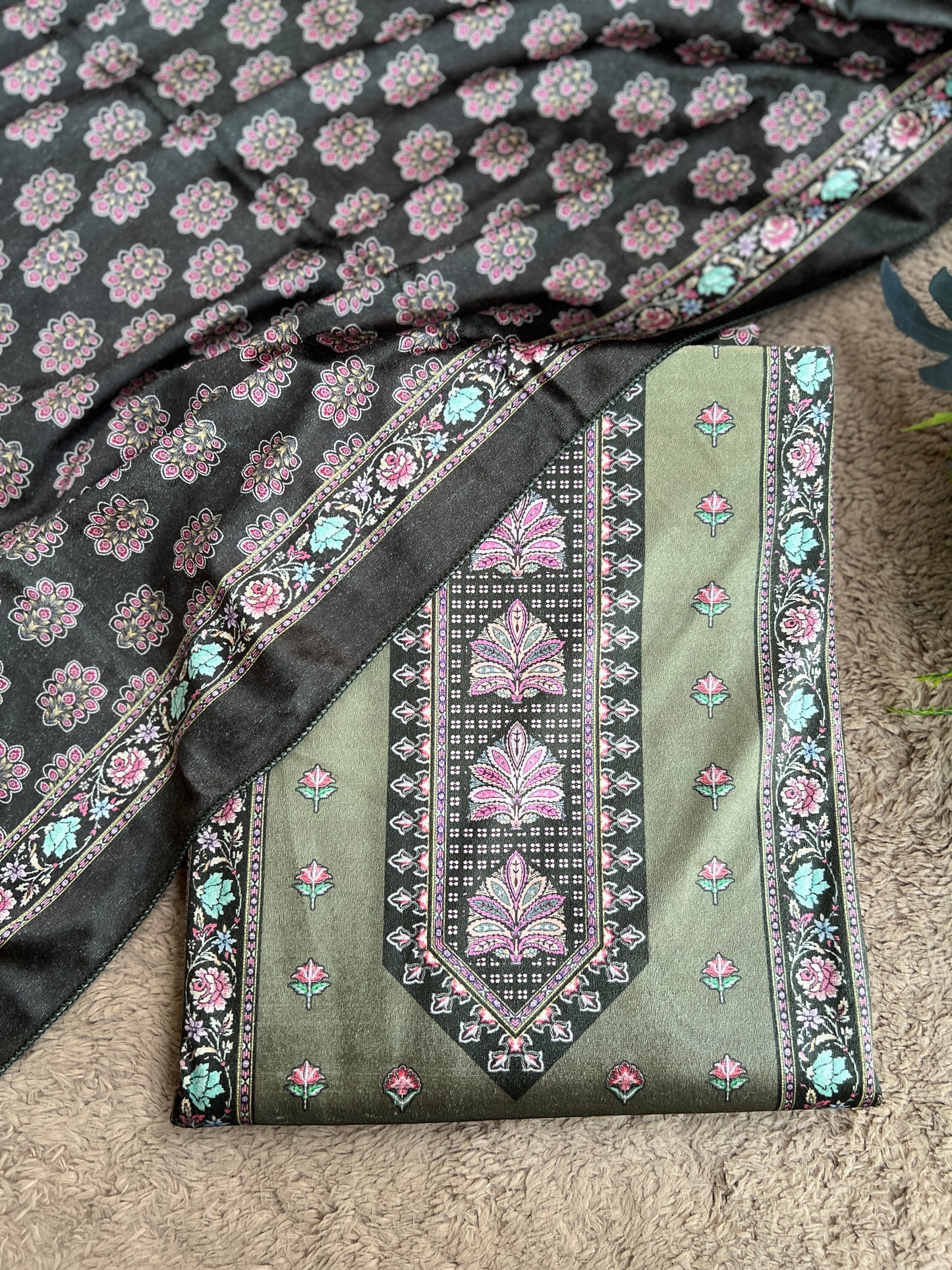 Royal Velvet Karachi Print Suit – Sabyasachi Style Elegance