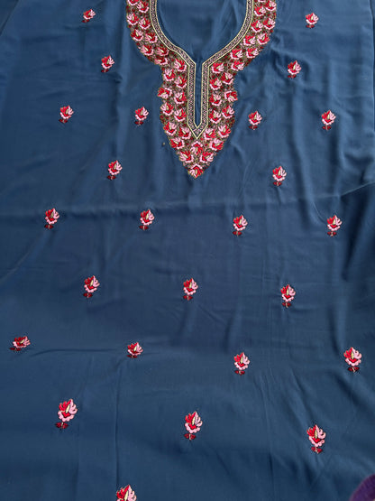Butter Crepe Co-ord Set with Fine Kashmiri Embroidery