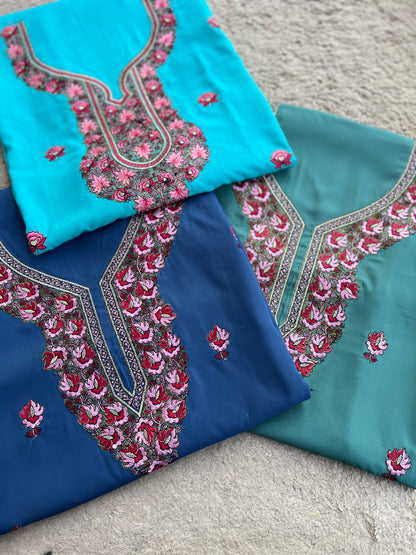 Butter Crepe Co-ord Set with Fine Kashmiri Embroidery