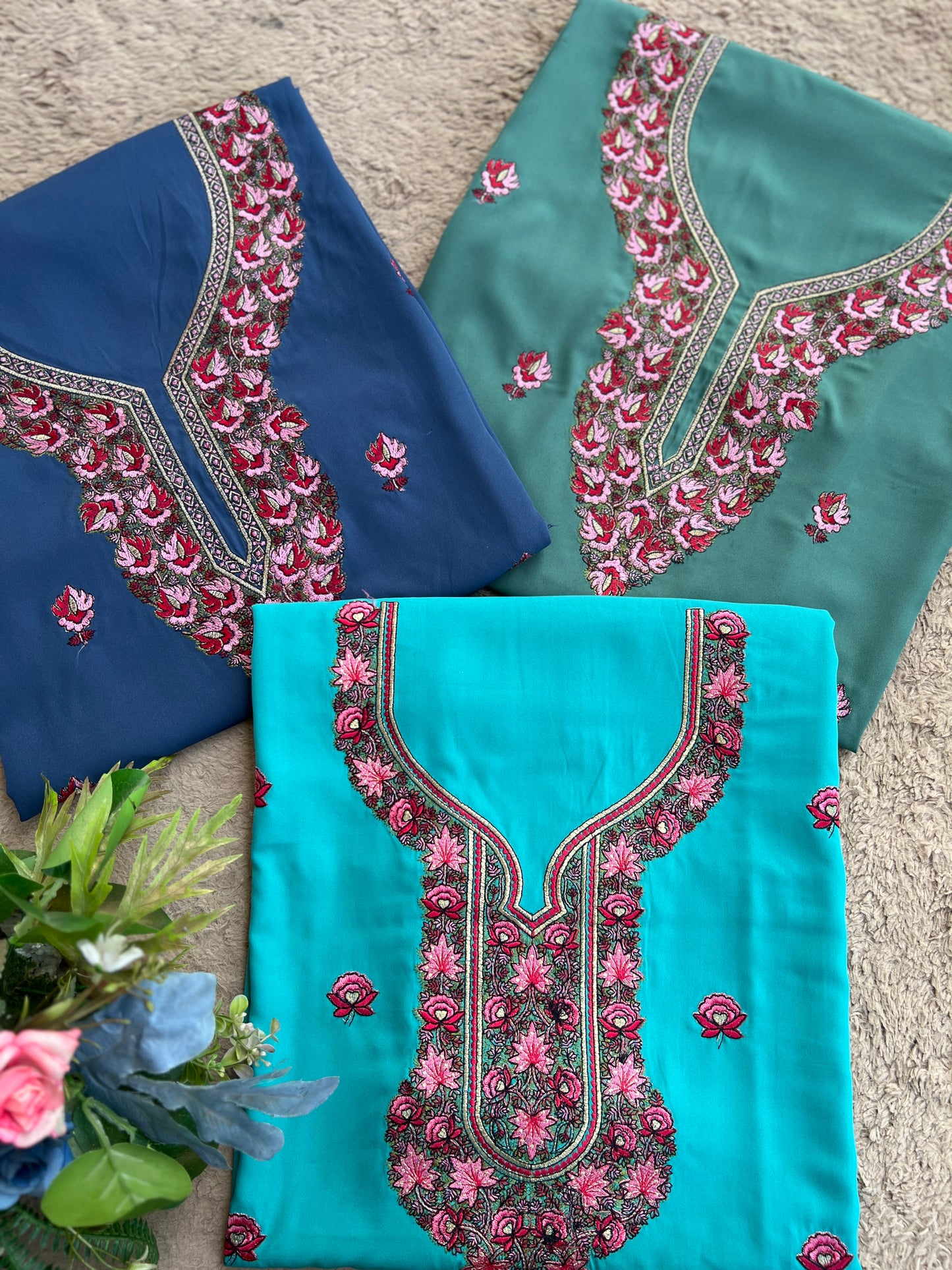Butter Crepe Co-ord Set with Fine Kashmiri Embroidery