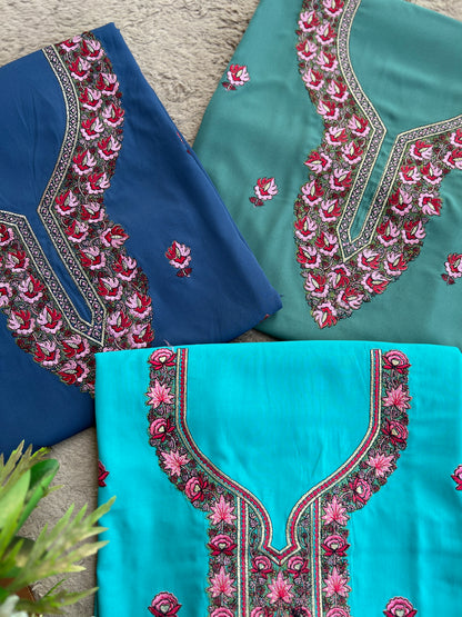 Butter Crepe Co-ord Set with Fine Kashmiri Embroidery