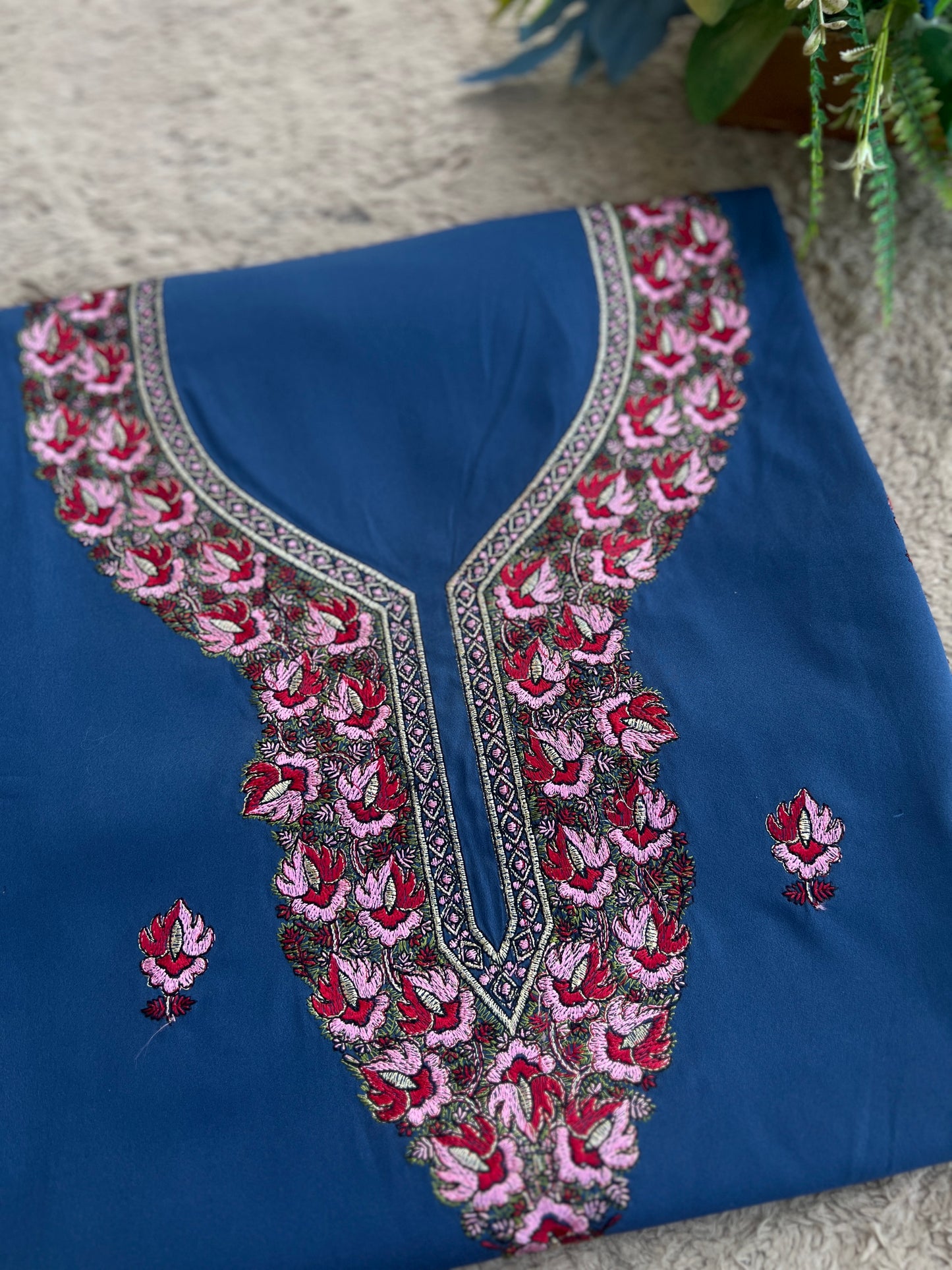 Butter Crepe Co-ord Set with Fine Kashmiri Embroidery