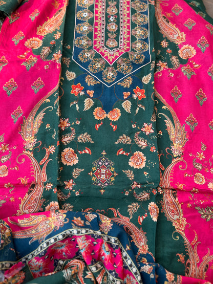 Green pink Semistiched Maslin