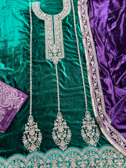 Timeless Winter Couture: Embroidered Velvet Ensemble