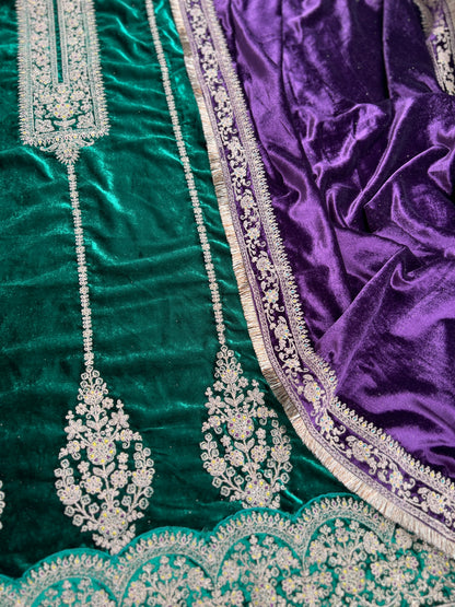 Timeless Winter Couture: Embroidered Velvet Ensemble