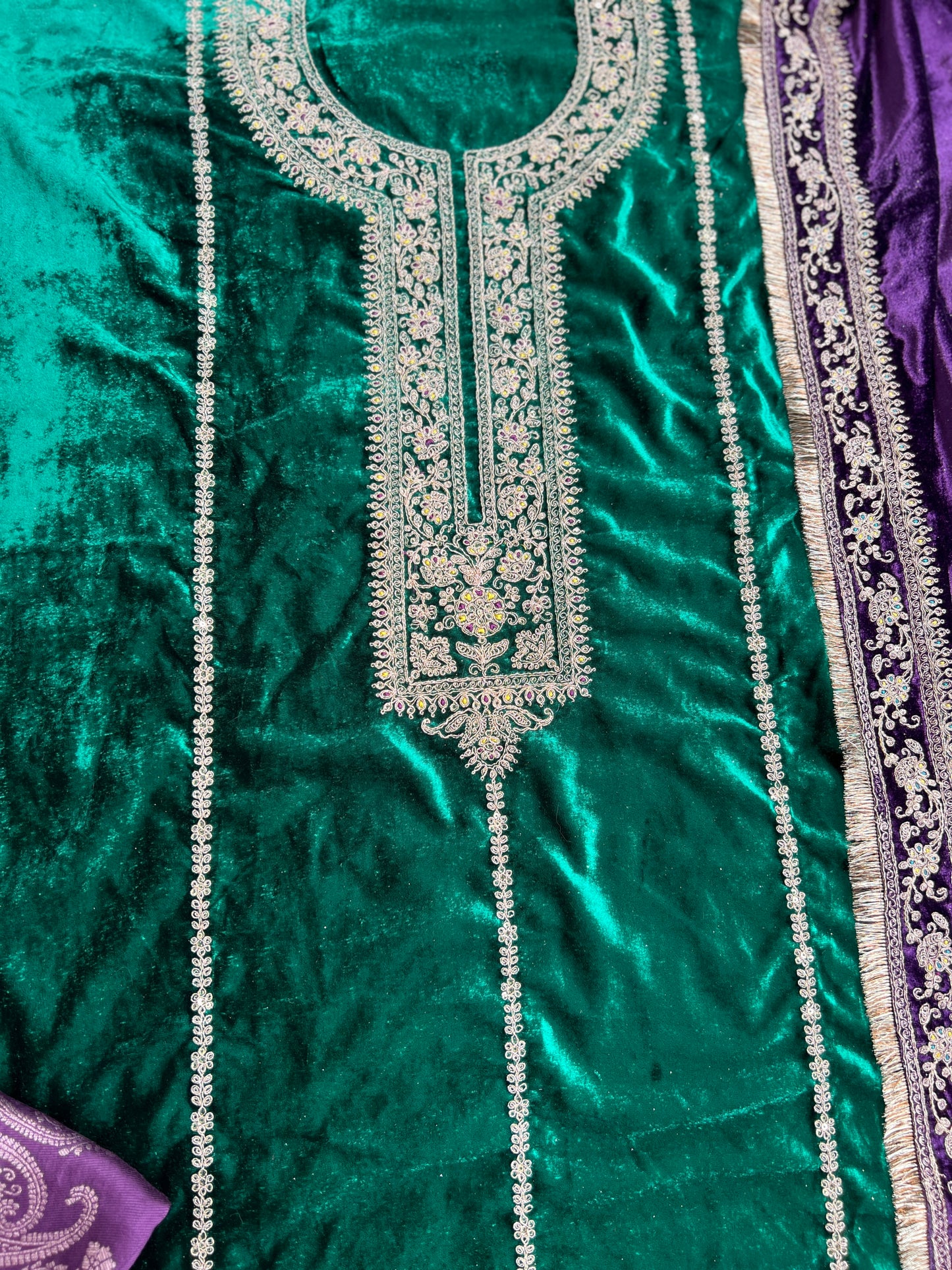 Timeless Winter Couture: Embroidered Velvet Ensemble