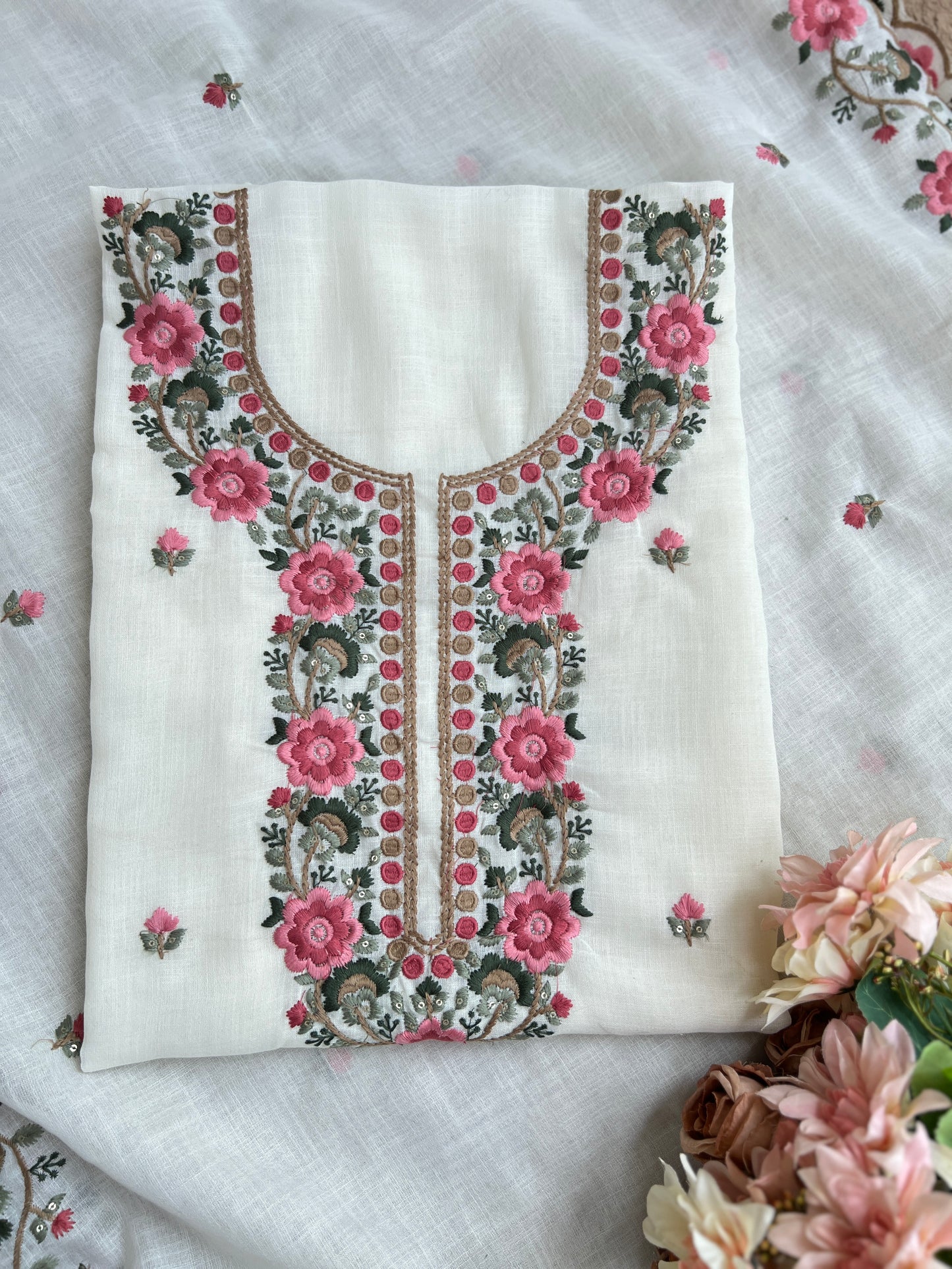 Floral Embroidered Linen Suit