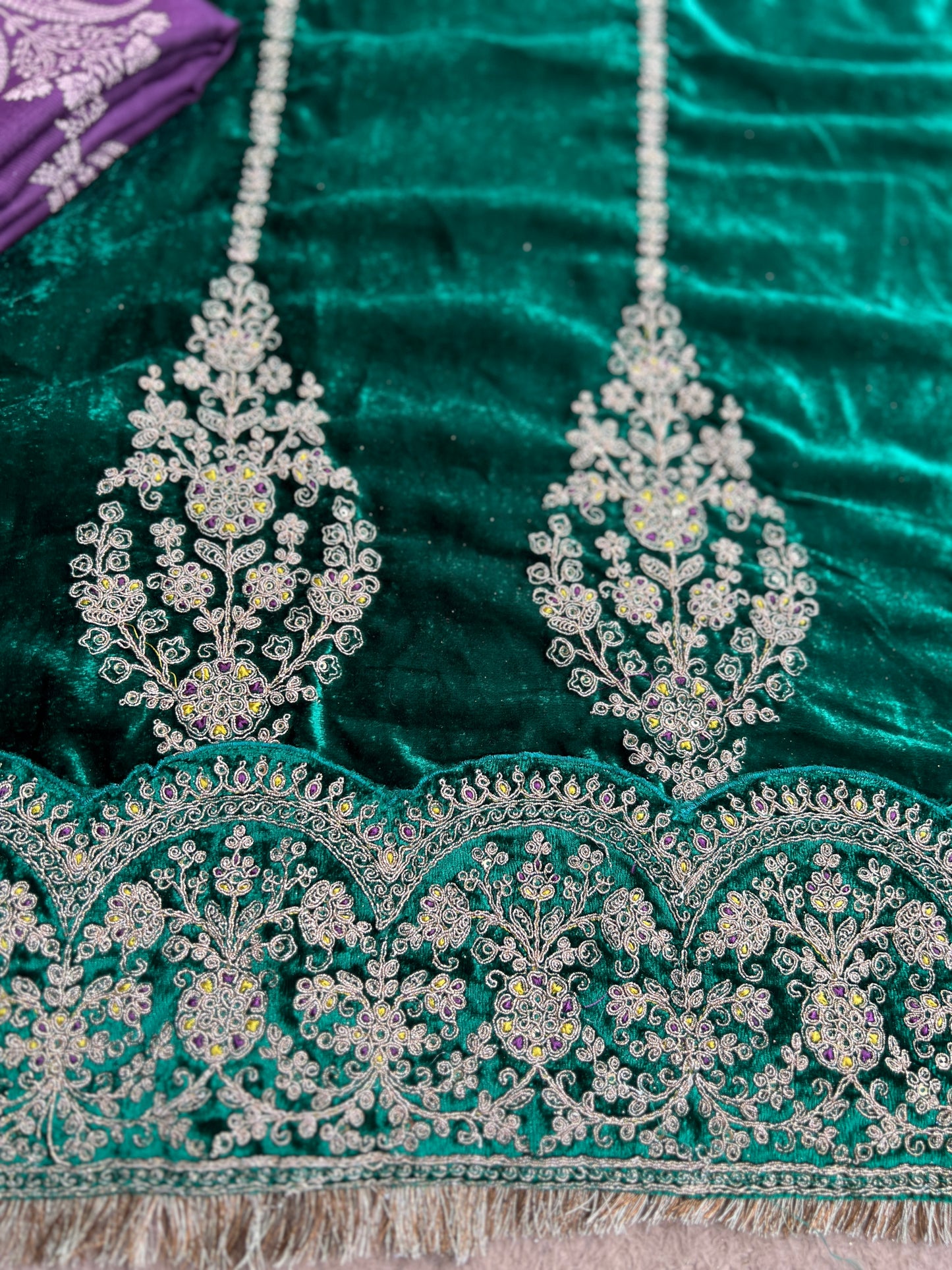 Timeless Winter Couture: Embroidered Velvet Ensemble