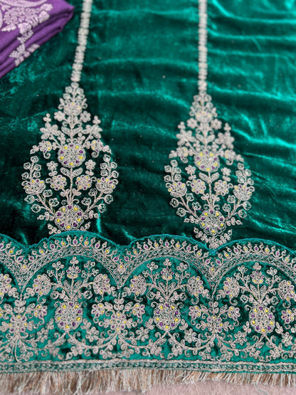 Timeless Winter Couture: Embroidered Velvet Ensemble